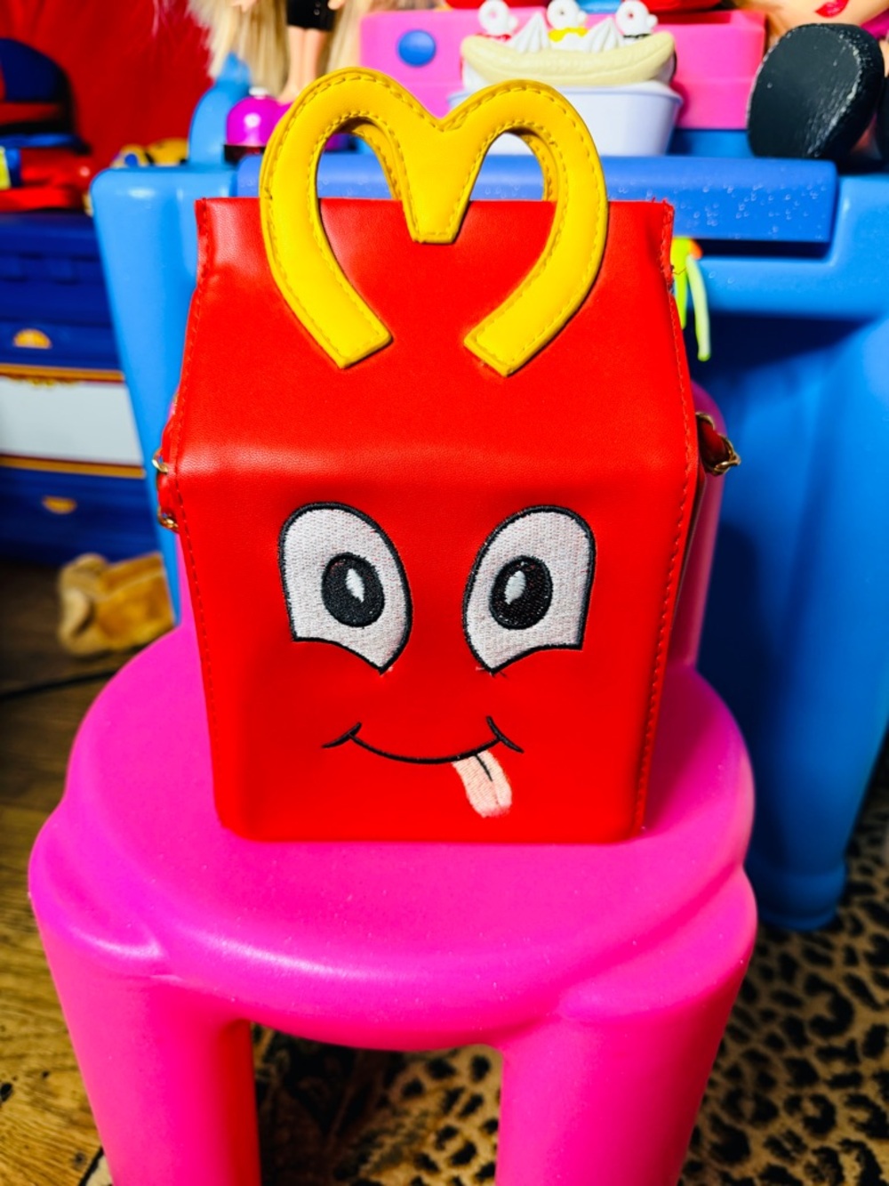 McDonald's Red Kids Smiley Box Bag with Yellow Handle